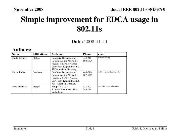 simple improvement for edca usage in 802 11s
