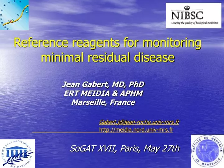reference reagents for monitoring minimal residual disease