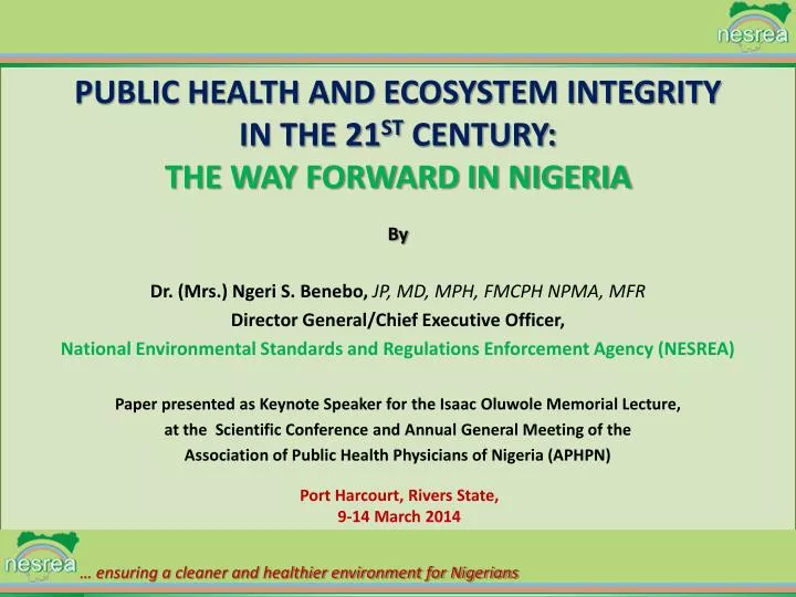 public health and ecosystem integrity in the 21 st century the way forward in nigeria