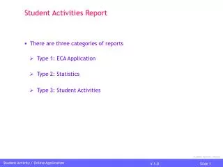 Student Activity /Report
