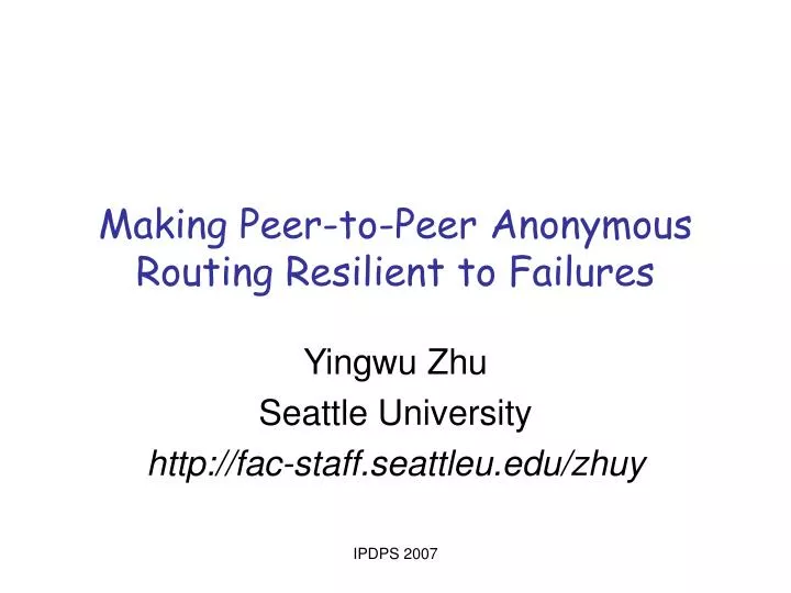 making peer to peer anonymous routing resilient to failures