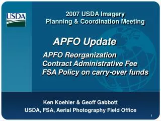 2007 USDA Imagery Planning &amp; Coordination Meeting