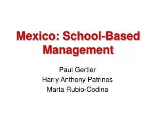 Mexico: School-Based Management