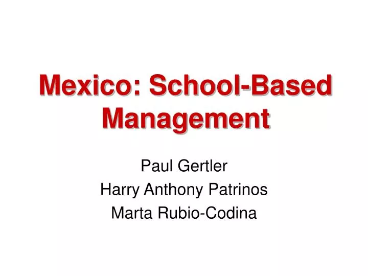 mexico school based management