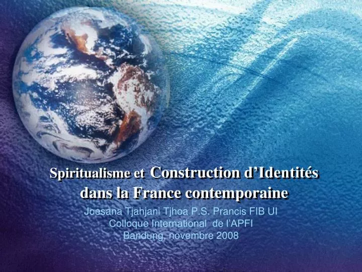 spiritualisme et construction d identit s dans la france contemporaine