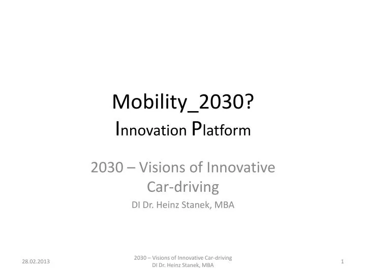mobility 2030 i nnovation p latform