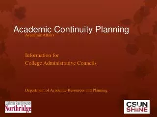 Academic Continuity Planning