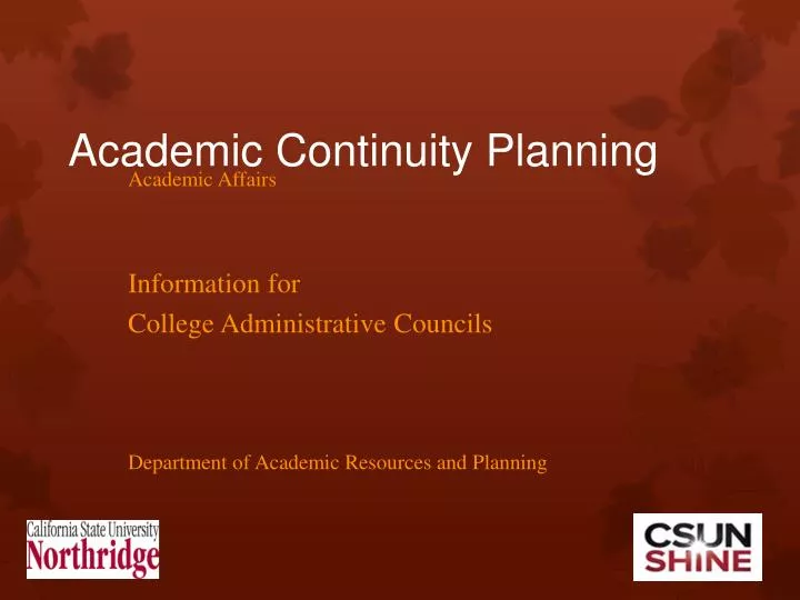 academic continuity planning