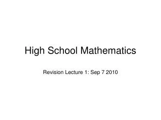 High School Mathematics
