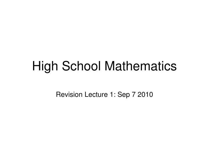 high school mathematics