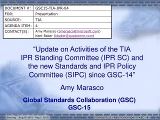 Global Standards Collaboration (GSC) GSC-15