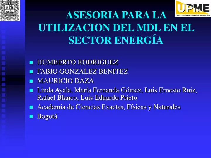 asesoria para la utilizacion del mdl en el sector energ a