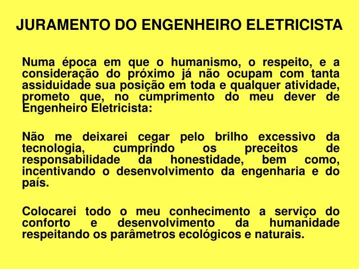 juramento do engenheiro eletricista