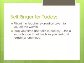 Bell Ringer for Today: