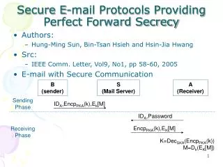 Secure E-mail Protocols Providing Perfect Forward Secrecy