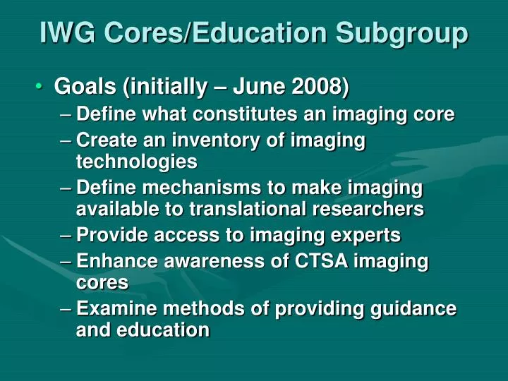 iwg cores education subgroup