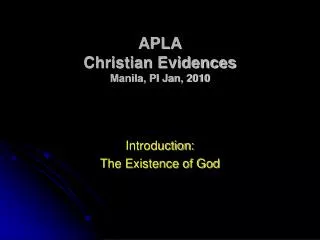 APLA Christian Evidences Manila, PI Jan, 2010