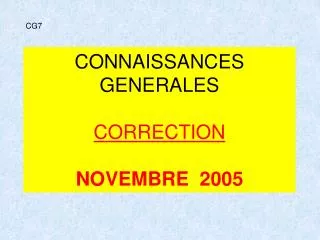 connaissances generales correction novembre 2005