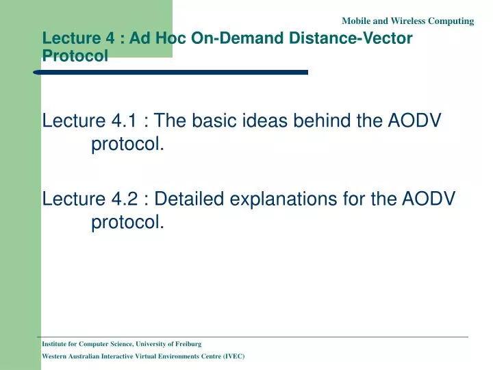 lecture 4 ad hoc on demand distance vector protocol