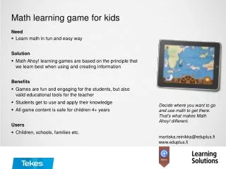 Math learning game for kids