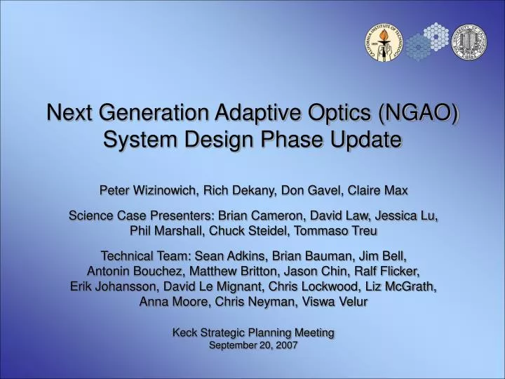 next generation adaptive optics ngao system design phase update