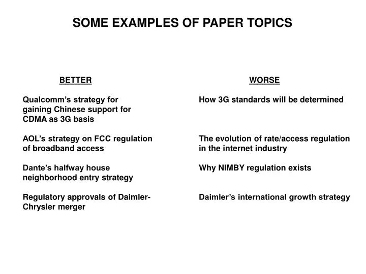 some examples of paper topics