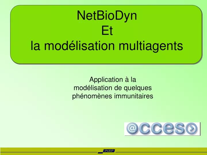 netbiodyn et la mod lisation multiagents