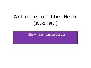 Article of the Week ( A.o.W .)
