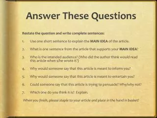 answer these questions