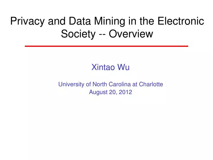privacy and data mining in the electronic society overview