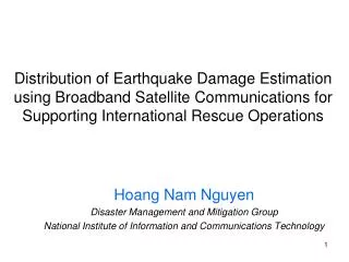 Hoang Nam Nguyen Disaster Management and Mitigation Group