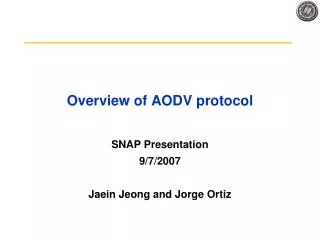 Overview of AODV protocol