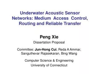 Underwater Acoustic Sensor Networks: Medium Access Control, Routing and Reliable Transfer