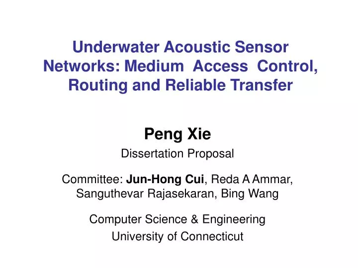 underwater acoustic sensor networks medium access control routing and reliable transfer