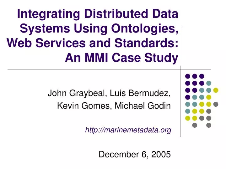 integrating distributed data systems using ontologies web services and standards an mmi case study