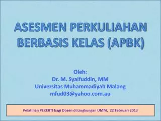 asesmen perkuliahan berbasis kelas apbk