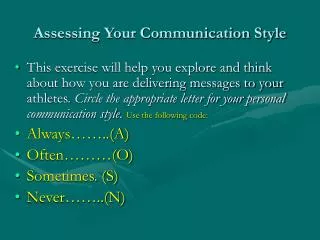 Assessing Your Communication Style