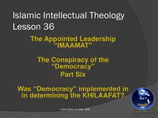 Islamic Intellectual Theology Lesson 36