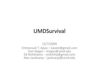 UMDSurvival