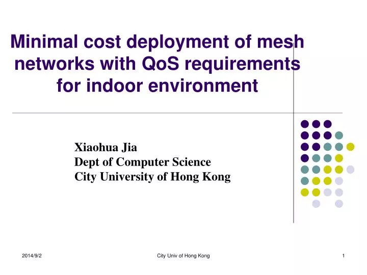 minimal cost deployment of mesh networks with qos requirements for indoor environment