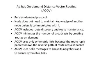 Ad hoc On-demand Distance Vector Routing (AODV)