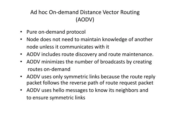 ad hoc on demand distance vector routing aodv