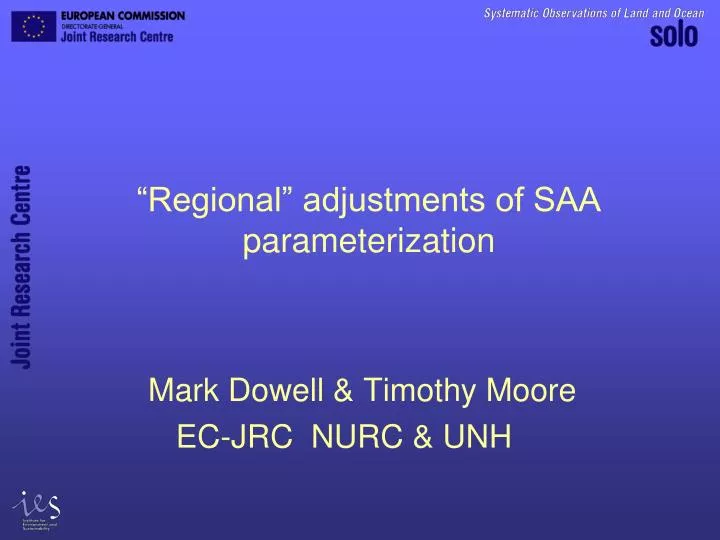regional adjustments of saa parameterization