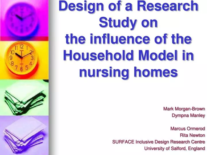 design of a research study on the influence of the household model in nursing homes
