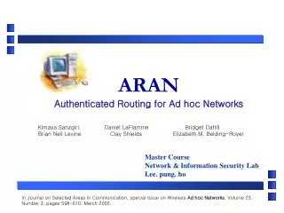 aran authenticated routing for ad hoc networks