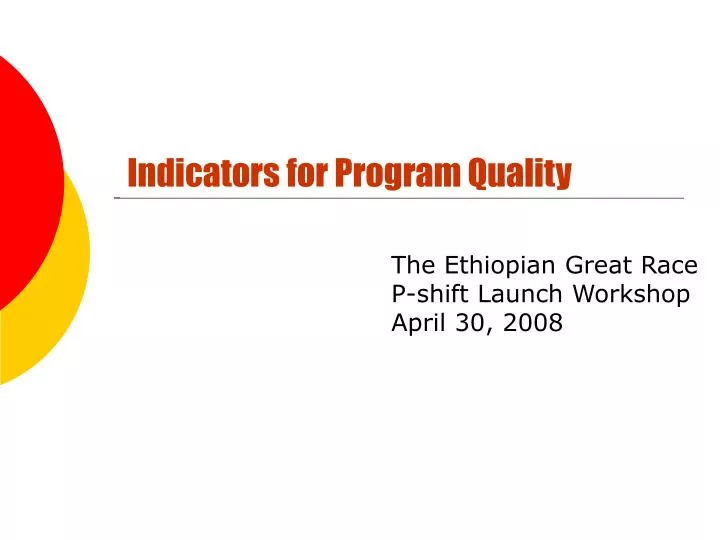 indicators for program quality