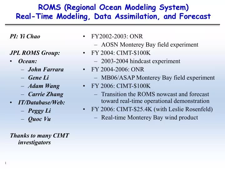 roms regional ocean modeling system real time modeling data assimilation and forecast