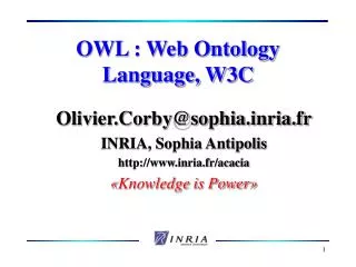 OWL : Web Ontology Language, W3C