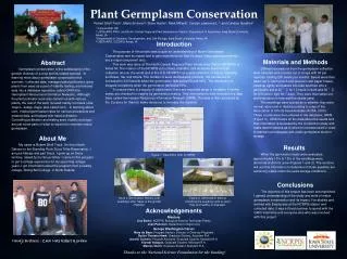 Plant Germplasm Conservation