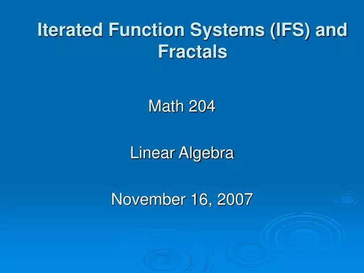 iterated function systems ifs and fractals